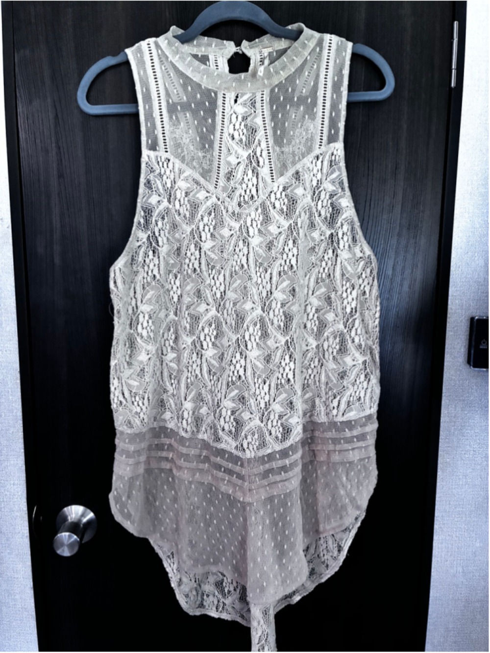 Women's Free People Off-White Lace Tank Top L